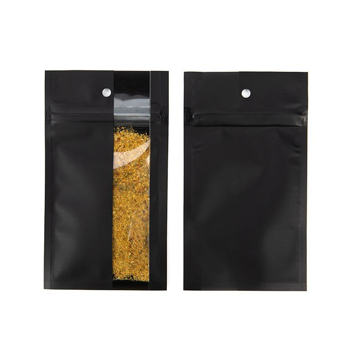 Grip Seal Bags Matte Black W/Vertical Window 7,6x11,4 cm (100 pieces) [HZBV3MB]