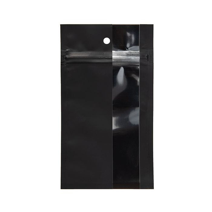 Grip Seal Bags Matte Black W/Vertical Window 7,6x11,4 cm (100 pieces) [HZBV3MB]