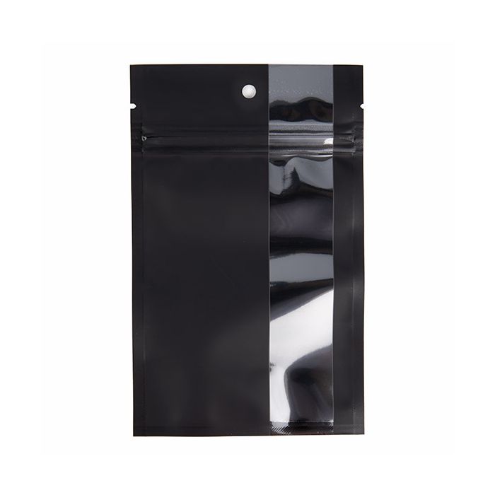 Grip Seal Bags Matte Black w/ Vertical Window 9,2x12,7 cm (100 pieces) [HZBV4MB]