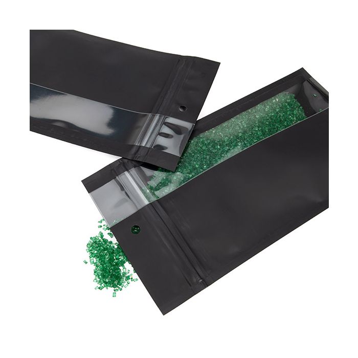 Grip Seal Bags Matte Black W/Vertical Window 10,2x16,5 cm (100 pieces) [HZBV5MB]