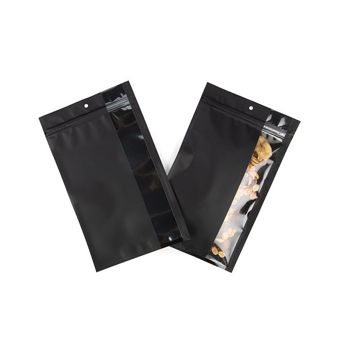Grip Seal Bags Matte Black W/Vertical Window 15,2x23,5 cm (100 pieces) [HZBV7MB]