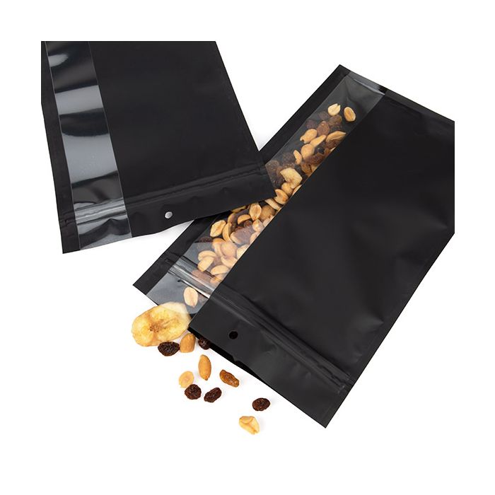 Grip Seal Bags Matte Black W/Vertical Window 15,2x23,5 cm (100 pieces) [HZBV7MB]