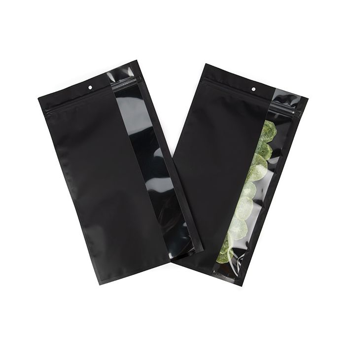 Grip Seal Bags Matte Black W/Vertical Window 17,8x30,5 cm (100 pieces) [HZBV8MB]