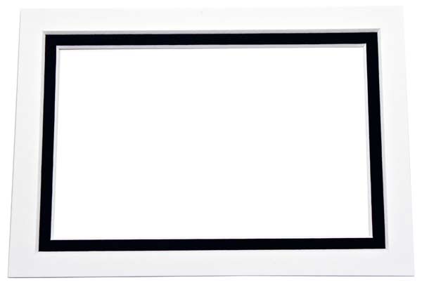 Mount Board Double thick bright White/Black 20.3x25.4cm with 10.1x15.2cm Window