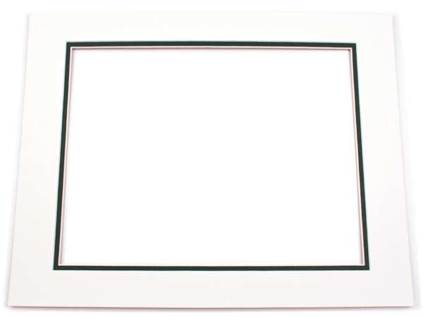 Mount Board Double thick Ivory/dark Green 30.5x40.6cm with 19.4x29.5cm Window (10 pieces) [MD20105]