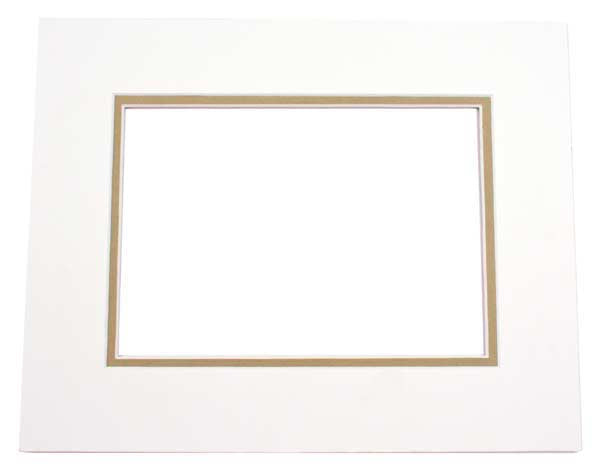 Mount Board Double thick Ivory/Olive Green 20.3x25.4cm with 11.8x16.8cm Window (10 pieces) [MD20017]