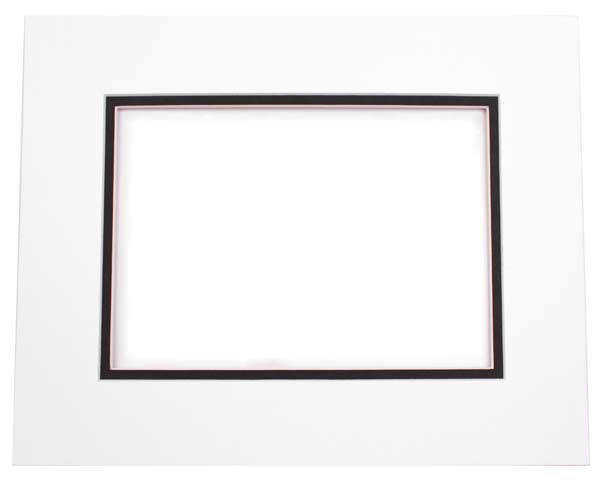 Mount Board Double thick White/Black 30.5x40.6cm with 19.4x29.5cm Window (10 pieces) [MD20114]
