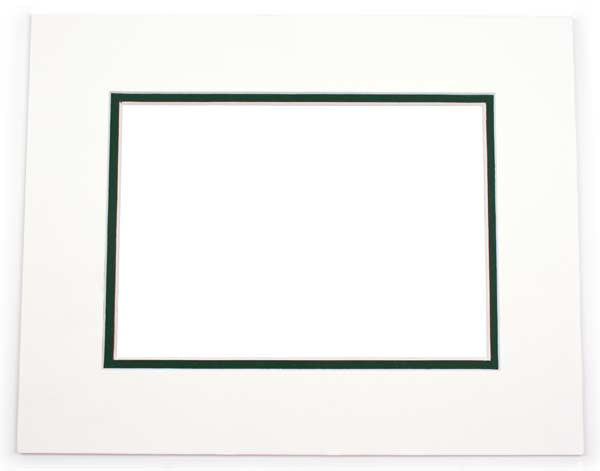 Mount Board Double thick White/dark Green 20.3x25.4cm with 11.8x16.8cm Window (10 pieces) [MD20207]