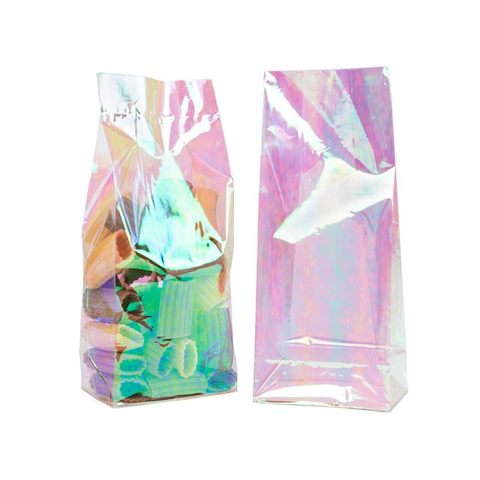 Flat Bottom Gusset w/ Paper Insert Iridescent, 2.2 Mil 12,7x7,6x30,5cm (50 Pieces) [HFGPB1]