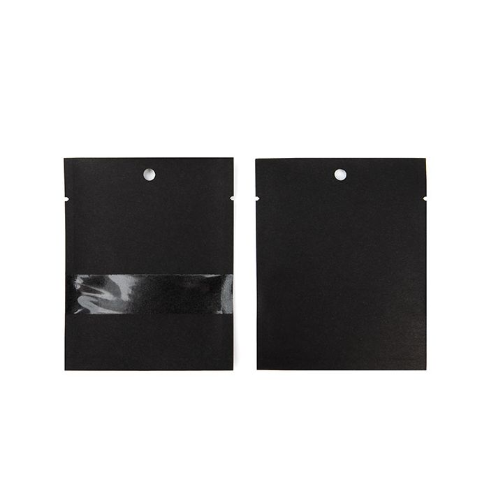 Kraft Bags Black Eco-fiendly 7,6x10,2 cm Sealable With Window (100 pieces) [KHS34BKW]