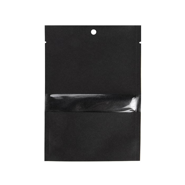 Kraft Bags Black Eco-fiendly 10,2x15,2 cm Sealable With Window (100 pieces) [KHS46BKW]