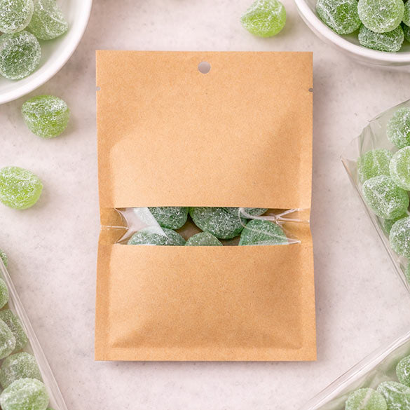 Kraft Bags Compostable 11.2x15.7cm with Window and Sealable (100 pieces) [KHS46W]
