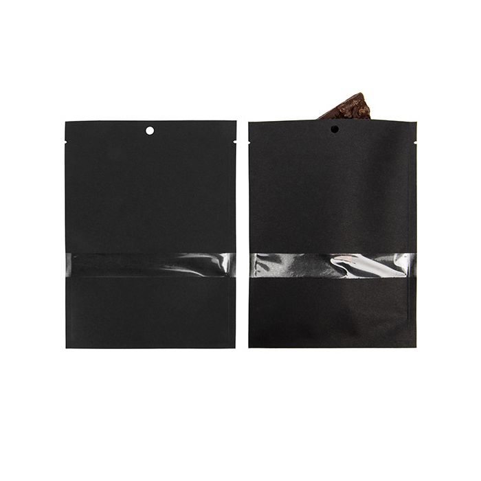 Kraft Bags Black Eco-fiendly 12,7x17,8 cm Sealable With Window (100 pieces) [KHS57BKW]