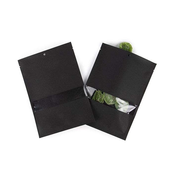 Kraft Bags Black Eco-fiendly 15,2x22,9 cm Sealable With Window (100 pieces) [KHS69BKW]