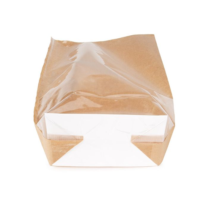 Kraft Block Bottom Bags w/ Paper Insert 12.7x7.6x30.5 cm (100 Pieces) [FGKB1]