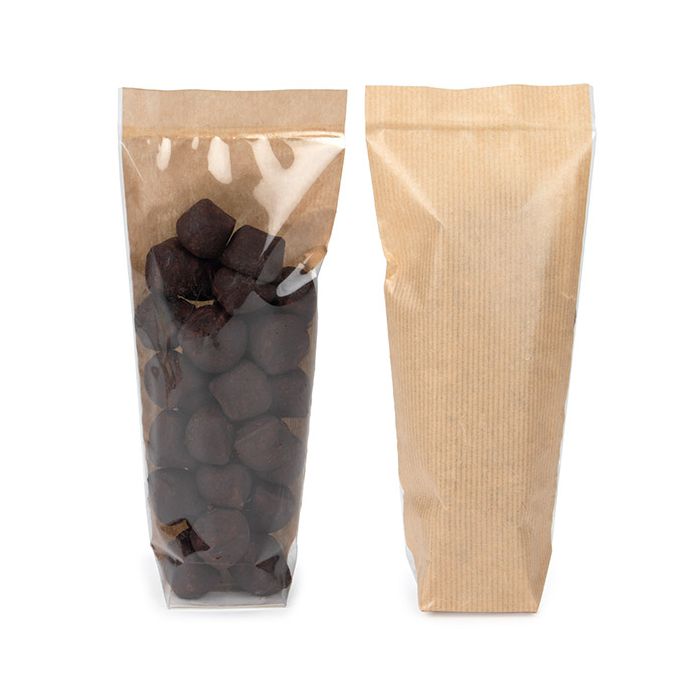 Kraft Block Bottom Bags w/ Paper Insert 5.1x4.4x21.6 cm (100 Pieces) [FGKB20]