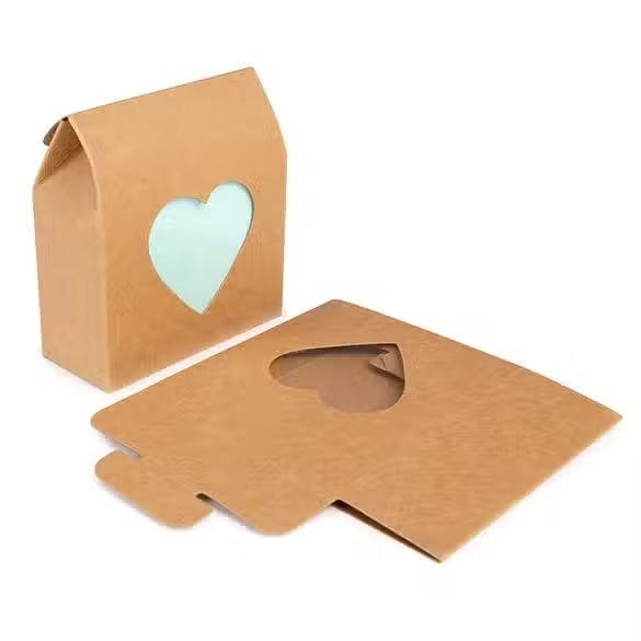 Kraft Gift Boxes Kraft with Heart Window 8,9x3,8x10,2 cm (25 pieces) [FS343]