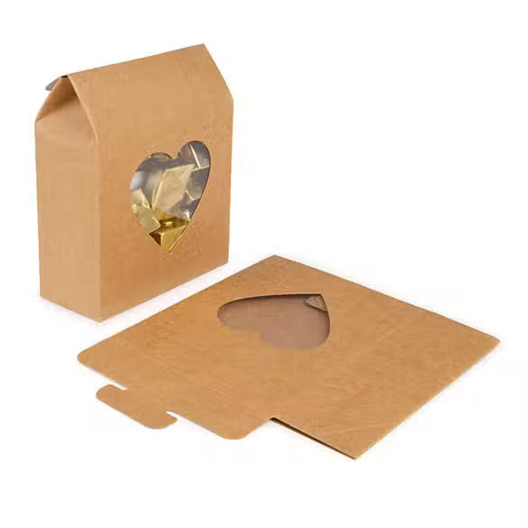 Kraft Gift Boxes with Heart Window 10,5x4,4x13,3 cm (25 pieces) [FS349]