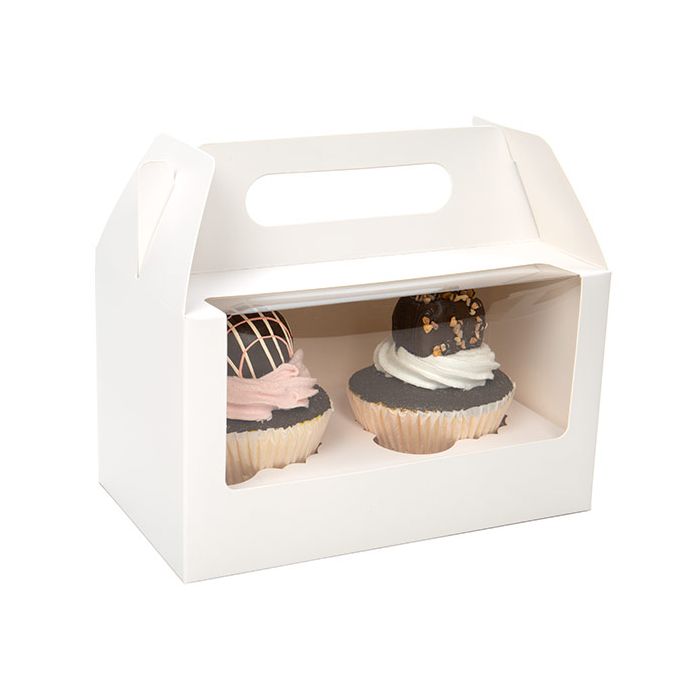 Double Cupcake Handle Box Set White 17,8x10,2x10,2cm (100 Sets)