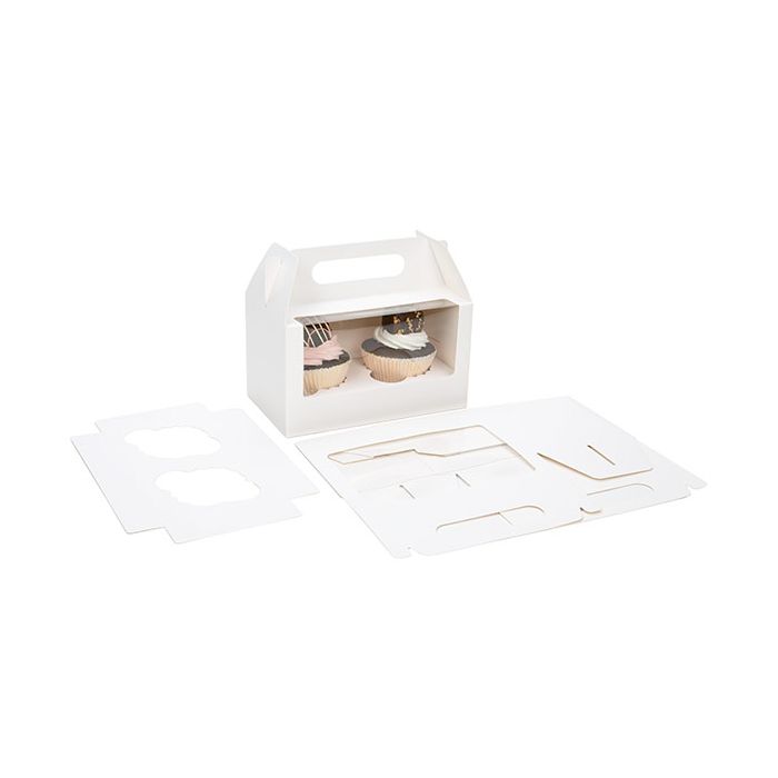 Double Cupcake Handle Box Set White 17,8x10,2x10,2cm (100 Sets) [CBS173W]