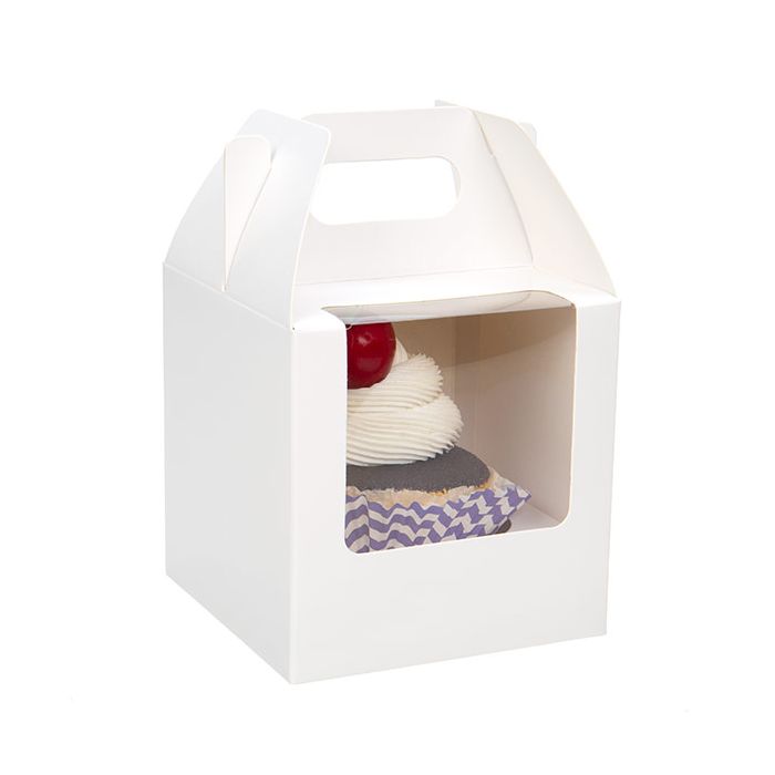 Single Cupcake Handle Box Set White 10,2x10,2x10,2cm (100 Sets) [CBS57W]