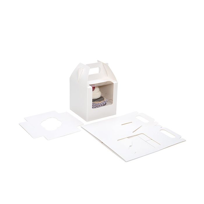 Single Cupcake Handle Box Set White 10,2x10,2x10,2cm (100 Sets) [CBS57W]