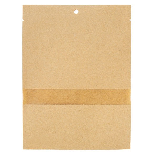 Kraft Bags Compostable 13.7x18.5cm with Window and Sealable (100 pieces) [KHS57W]