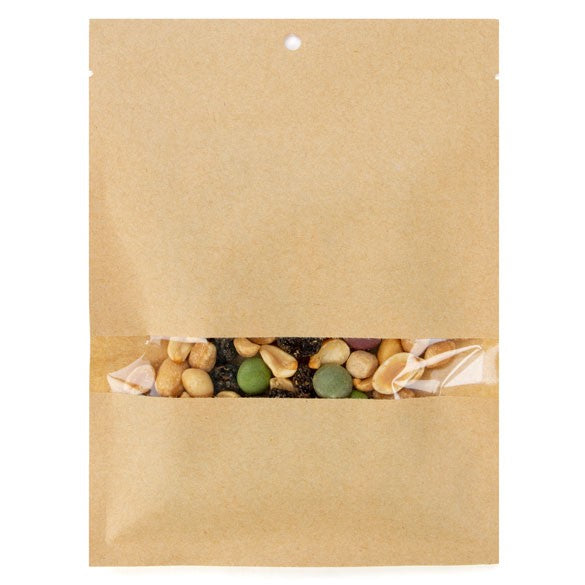 Kraft Bags Compostable 13.7x18.5cm with Window and Sealable (100 pieces) [KHS57W]