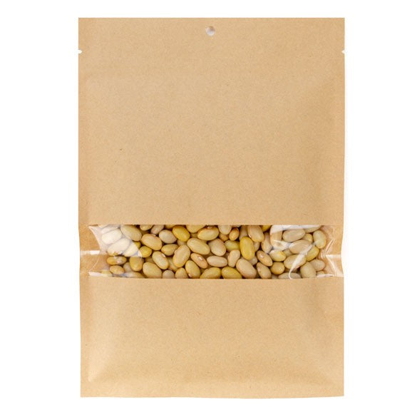 Kraft Bags Compostable 15.2x22.9cm with Window and Sealable (100 pieces) [KHS69W]