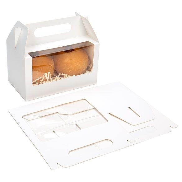 White Paper Handle Box 17.8x10.2x10.2cm w/ Window (25 Pieces) [WGWG173]