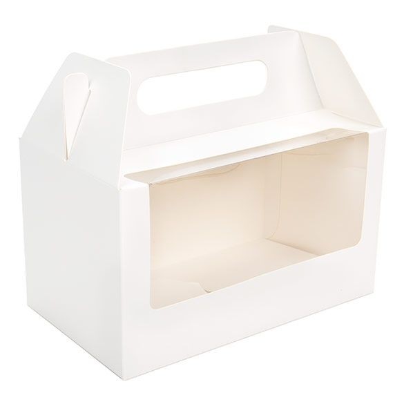 White Paper Handle Box 17.8x10.2x10.2cm w/ Window (25 Pieces) [WGWG173]