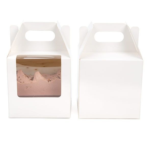 White Paper Handle Box 10.2x10.2x10.2cm w/ Window (25 Pieces) [WGWG57]