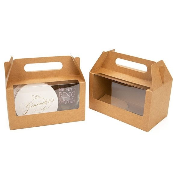 Kraft Paper Handle Box 17.8x10.2x10.2cm w/ Window (25 Pieces) [WKRG173]