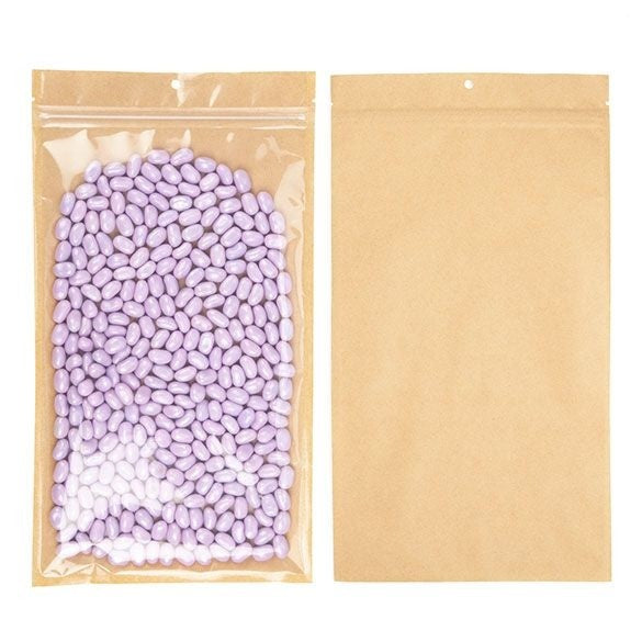 Kraft Barrier Bags with clear front 17.8 x 30.5cm w/Tear Notches (100 Pieces) [HZB8KC]