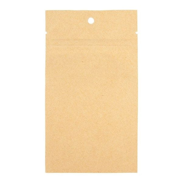 Kraft Hanging Barrier Bags 7.6x11.4cm w/Tear Notches (100 Pieces) [HZBB3K]