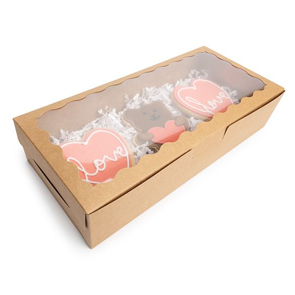 Kraft Paper Scalloped Window Box 30x6,5x14cm (25 pcs) [WKRG125]