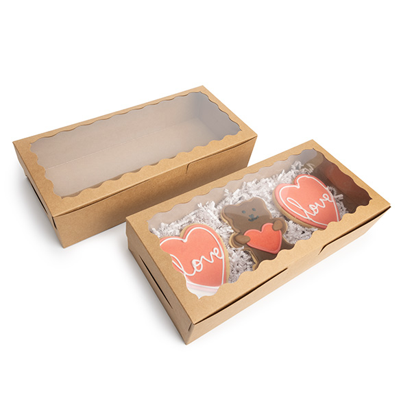 Kraft Paper Scalloped Window Box 30x6,5x14cm (25 pcs) [WKRG125]