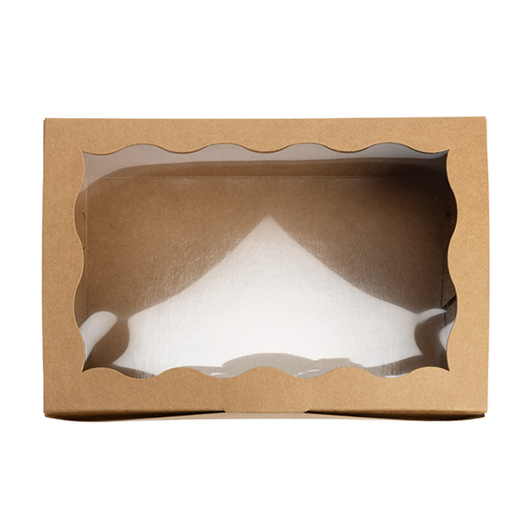 Kraft Paper Scalloped Window Box 22,1x7x15,1cm (25 pcs) [WKRG86]