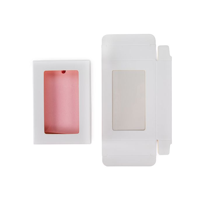 White Gift Boxes Window Box w/ attached window 7x2.1x10.3 cm (25 pieces) [WKRGW317]