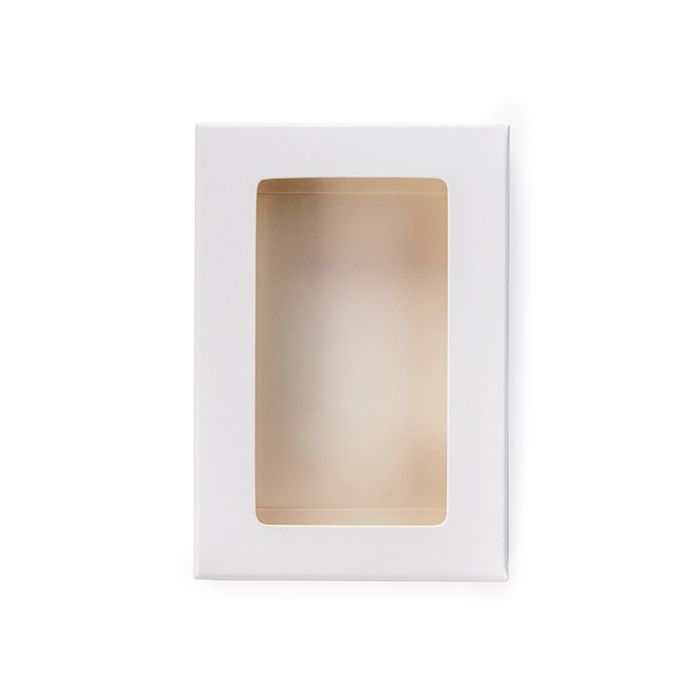 White Gift Boxes Window Box w/ attached window 7x2.1x10.3 cm (25 pieces) [WKRGW317]