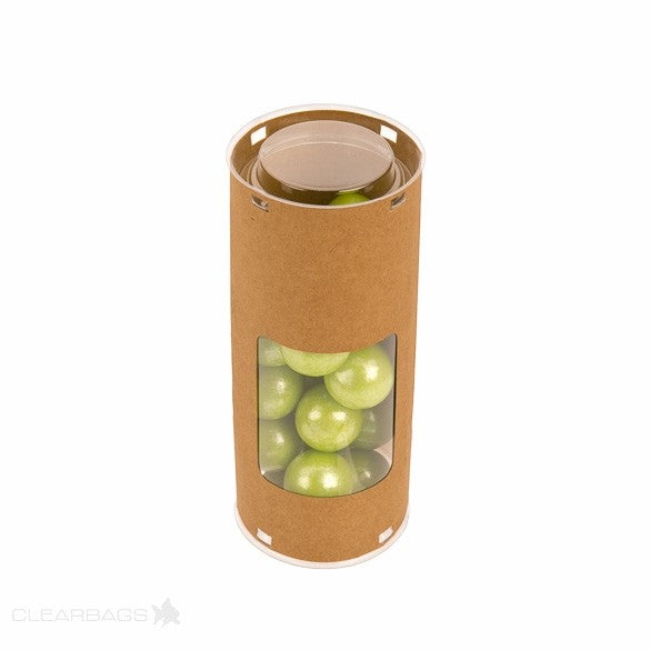 Kraft Gift Boxes round 6.4x6.4x15.4cm with Window (25 pieces) [KTRWS26]