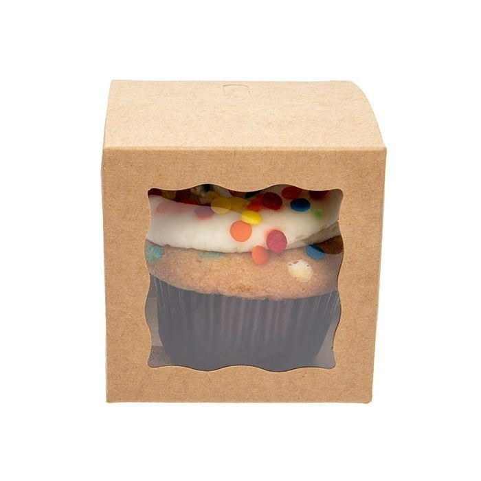 Kraft Gift Boxes Brown with 3 windows 7.5x7.5x7.5cm (25 pieces) [WKRG345]