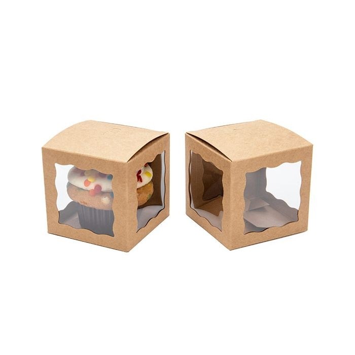 Kraft Gift Boxes Brown with 3 windows 7.5x7.5x7.5cm (25 pieces) [WKRG345]