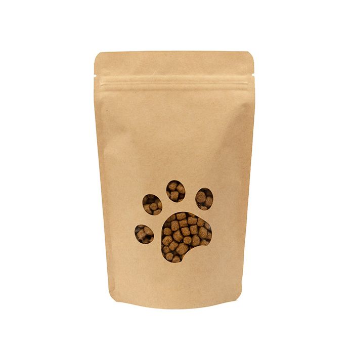 Stand Up Pouch Kraft Large Paw Print Shaped Window 13x7.9x20.6 cm (25 pieces) [ZBGW3KSP]
