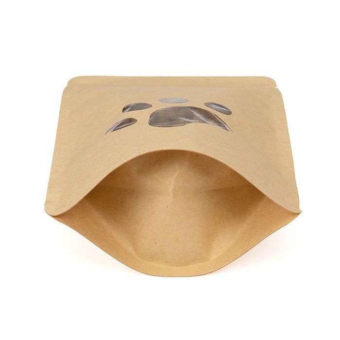 Stand Up Pouch Kraft Large Paw Print Shaped Window 13x7.9x20.6 cm (25 pieces) [ZBGW3KSP]
