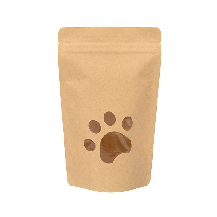 Stand Up Pouch Kraft Large Paw Print Shaped Window 13x7.9x20.6 cm (25 pieces) [ZBGW3KSP]