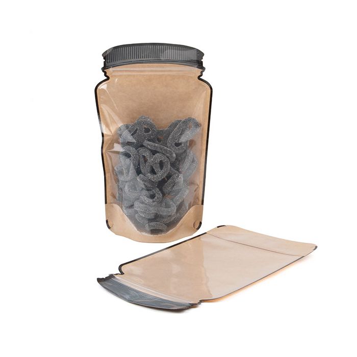Mason Jar Zipper Pouch Kraft w/ Clear Front 15,2x7,9x25,4cm (100 Pieces) [SP7KCZ]
