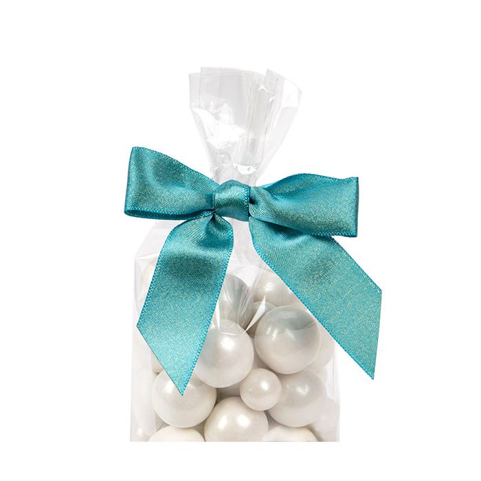 Bows Pre-tied Metallic Teal 8,9 cm (25 pieces) [MBOWTL]