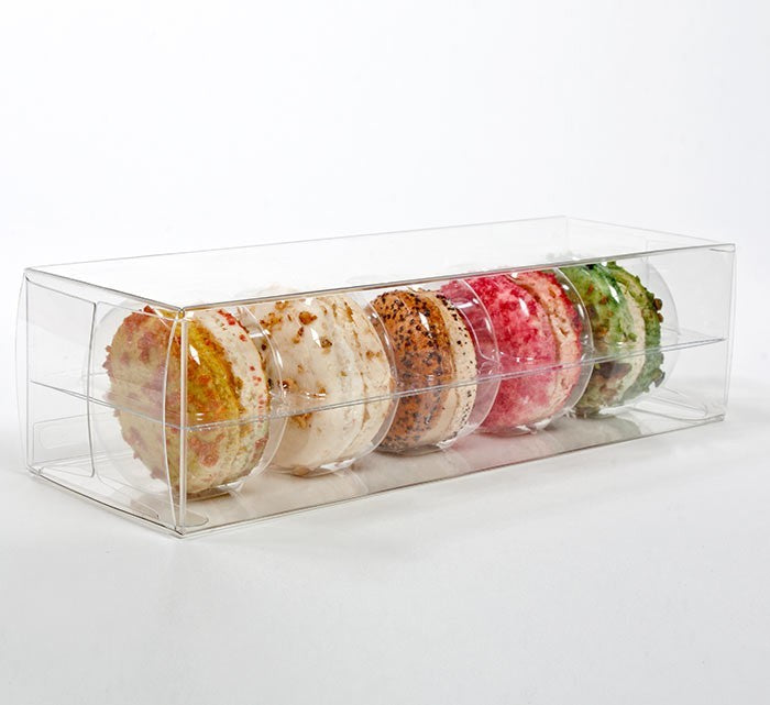 Plastic Gift Boxes set for 5 Macarons 6.5x5.1x19.1cm incl. Insert (25 pieces) [MBS1]