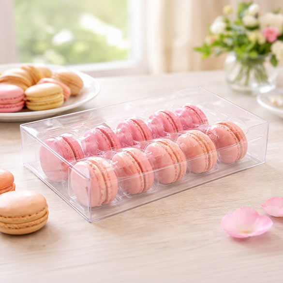 Plastic Gift Boxes set for 10 Macarons 12.9x5.1x19.1cm incl. Insert (25 pieces) [MBS2]